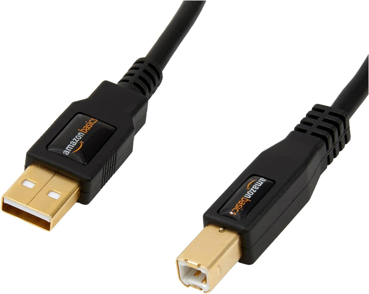 USB-A to USB-B 2.0 Cable with 480 Mbps Transfer Speed for Printer or External Hard Drive, Gold-Plated Connectors, 6 Foot, Black