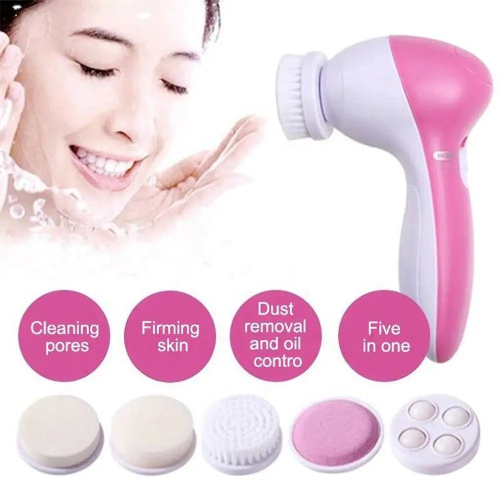 Electric Facial Cleaner 5 in 1 Face Cleansing Brush Wash Machine Spa Skin Care Massager Blackhead Cleaning Facial Cleanser Tools