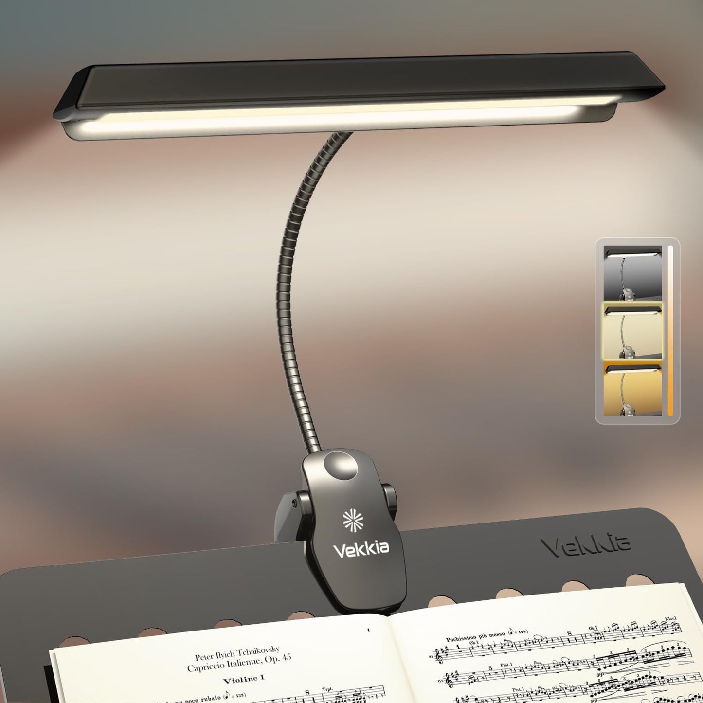 Rechargeable Music Stand Light - Clip - on for Musicians' Piano, 9 - Level Dimmable, Portable, USB - C, for Piano, Orchestra, Podium, Easel